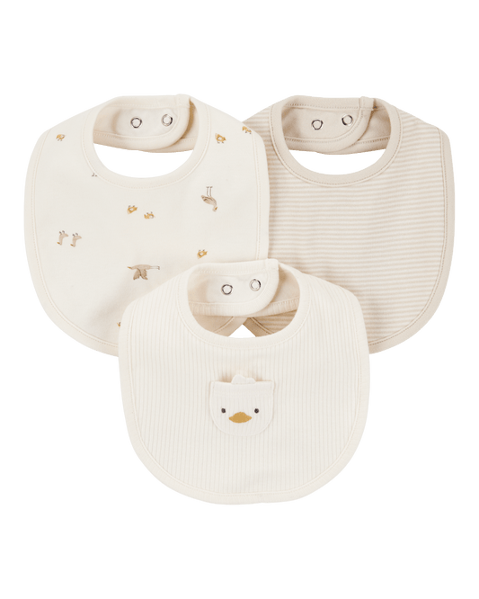 Pack tres baberos algodón diseño aves