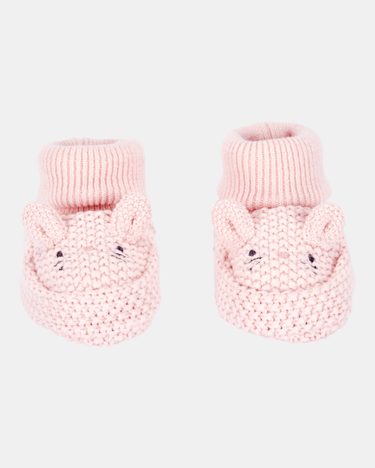 Patucos crochet conejito rosa