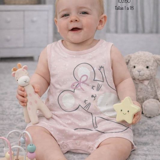 Pelele bebé niña rosa sin mangas YATSI – Algodón suave con diseño dulce (621010260)