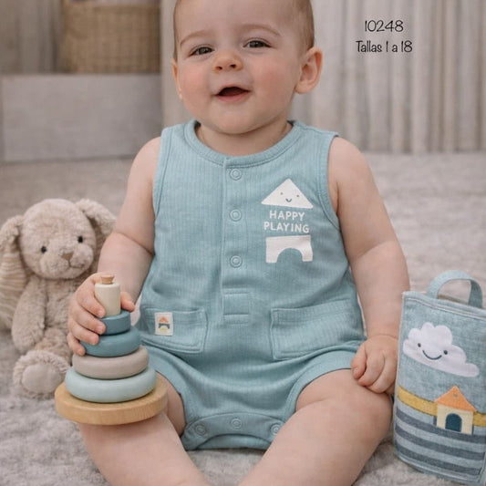 Pelele bebé niño verde agua de algodón acanalado YATSI – Ligero y cómodo para el día a día (621010248)