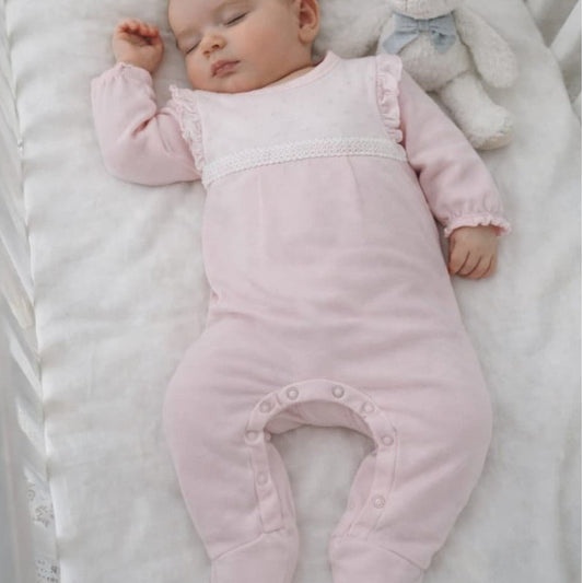 Pelele bebé manga larga Calamaro CALAMARO 621033006 – ALGODÓN SUAVE CON DETALLE DE PUNTILLA