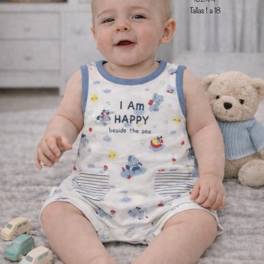 Pelele bebé niño verano con bolsillos YATSI – Algodón suave y diseño divertido (621010244)