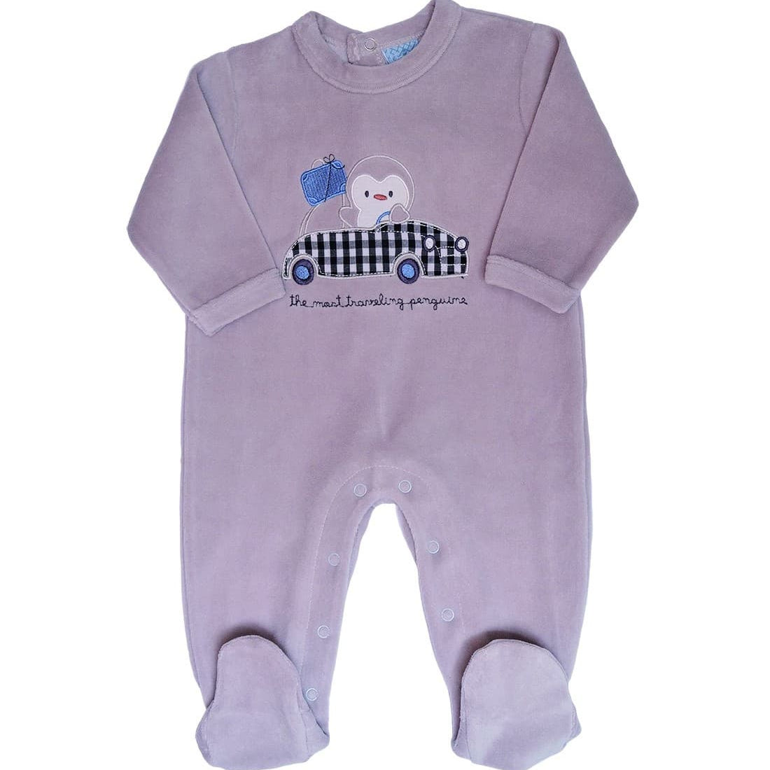 Macacão de bebé em veludo lilás Muslher 521151602 Doçura e conforto para o seu pequenote