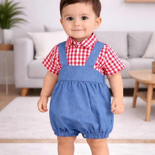 Conjunto bebé niño con peto y camisa vichy Baby Ferr 522025218 – Clásico, cómodo y con estilo 💙