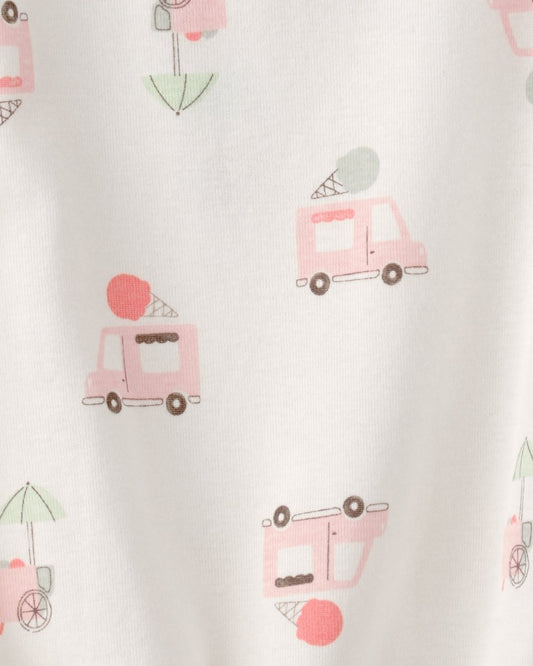Pelele corto de algodón, diseño camiones de helado