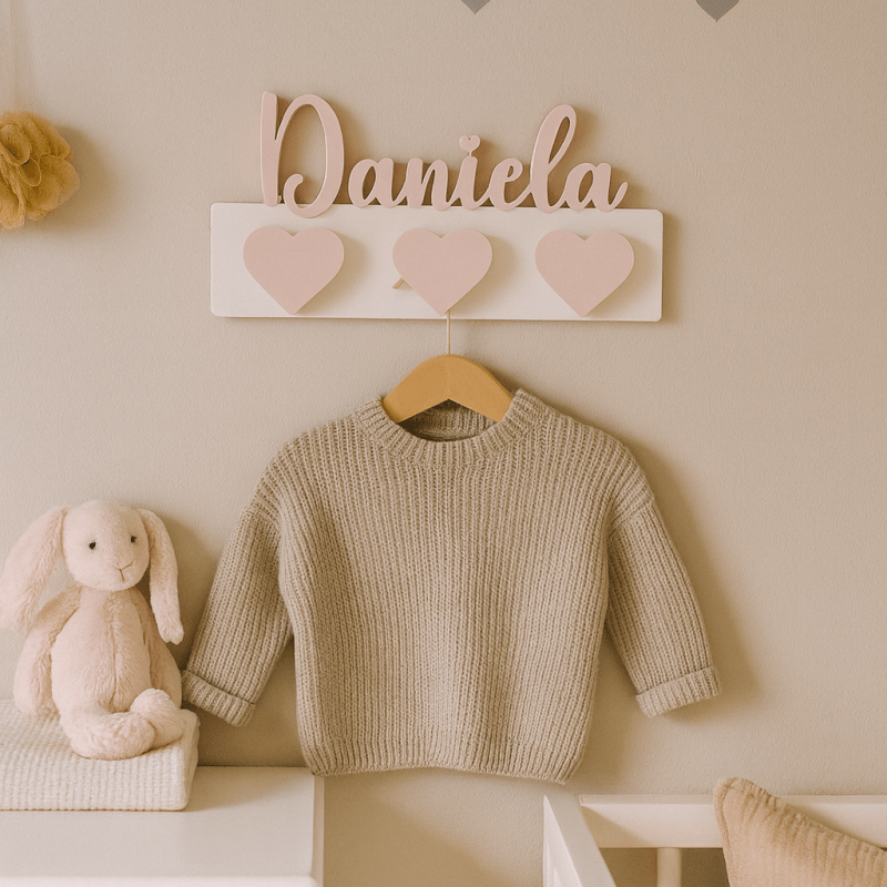 Perchero Infantil Personalizado para Pared con Nombre en 3D