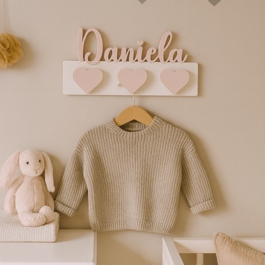 Perchero Infantil Personalizado para Pared con Nombre en 3D