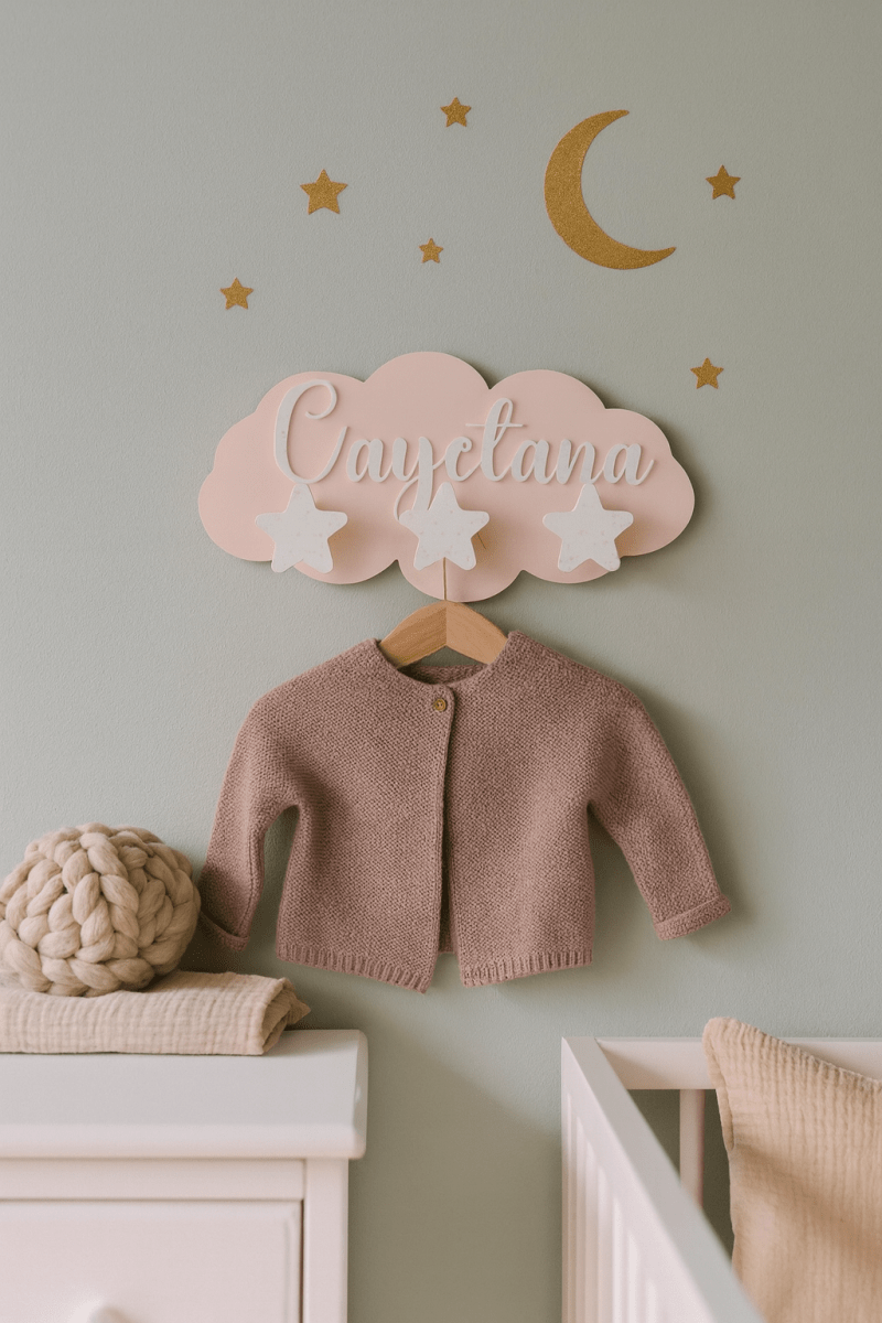 Perchero Infantil Personalizado para Pared con Nombre en 3D