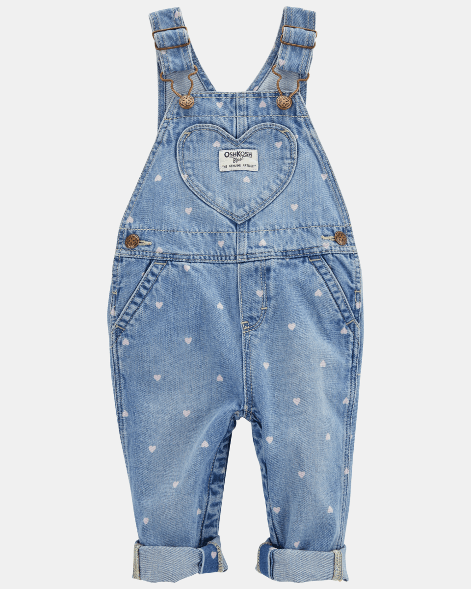 Peto denim knit azul con estampado de corazones