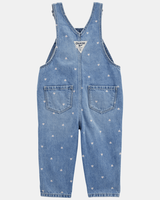 Peto denim knit azul con estampado de corazones