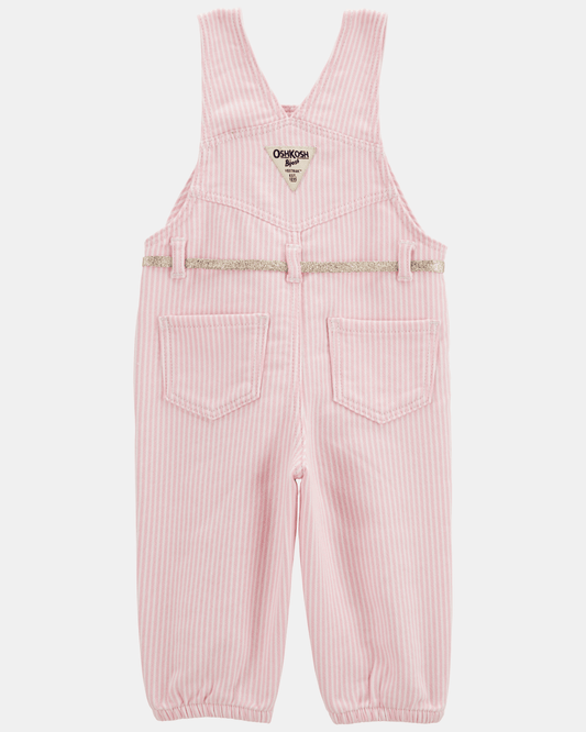Peto denim rosa a rayas con lazo dorado