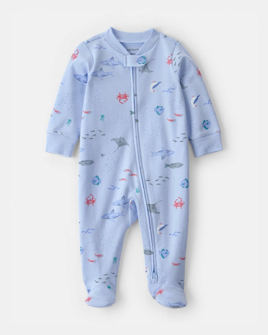Pijama de algodón con estampado de animales marinos