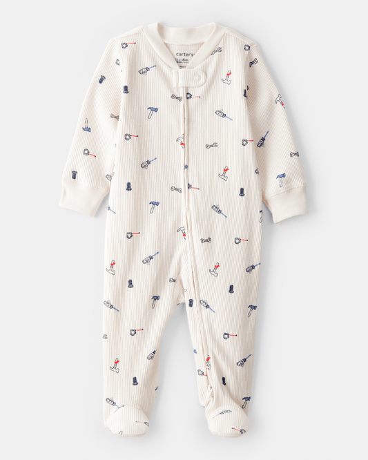 Pijama de algodón con estampado de construcción blanco