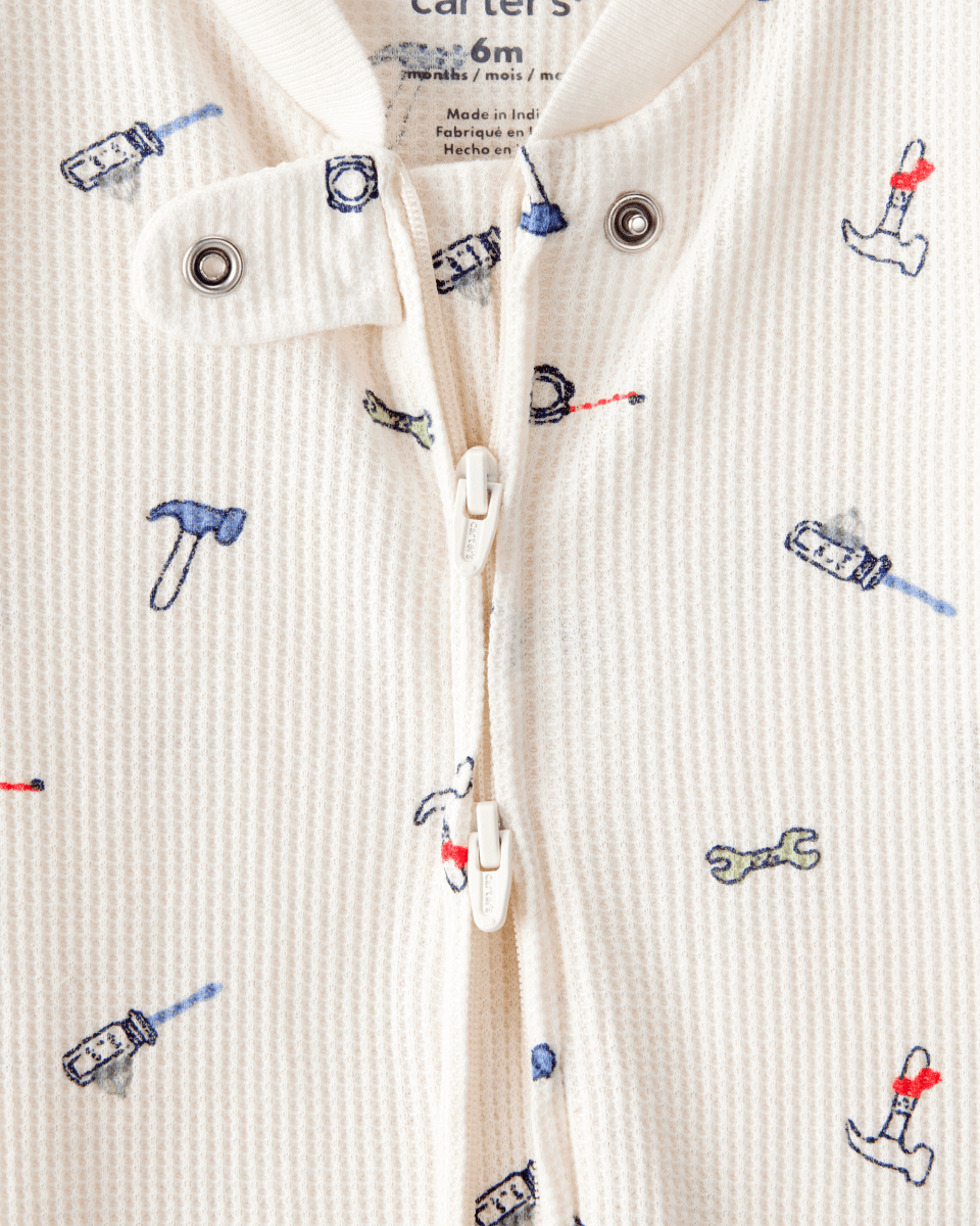 Pijama de algodón con estampado de construcción blanco