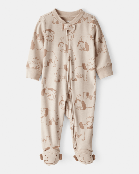 Pijama de algodón con estampado de mamut beige