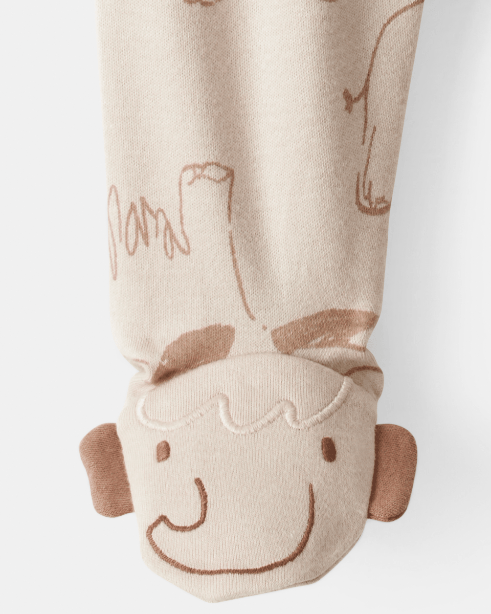 Pijama de algodón con estampado de mamut beige