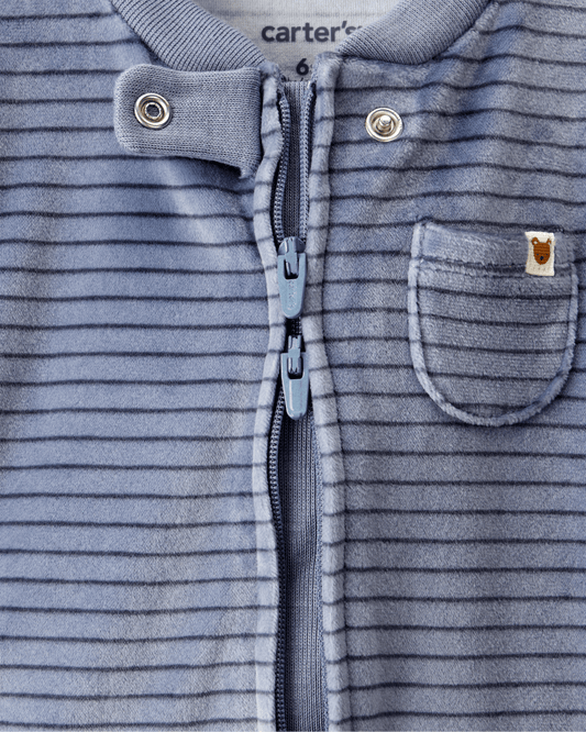 Pijama dos piezas de felpa con gorro azul