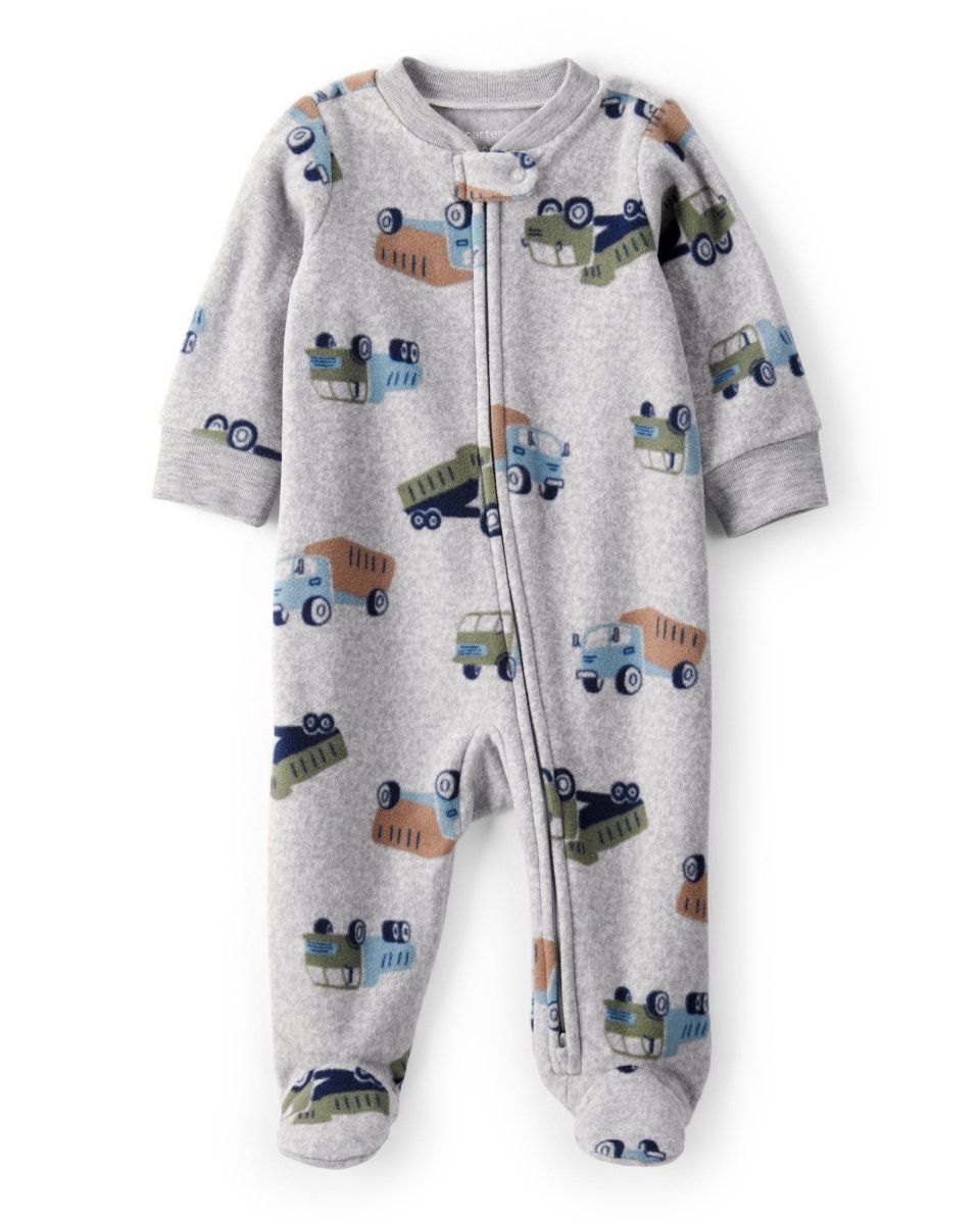 Pijama enterizo de polar gris con divertido estampado
