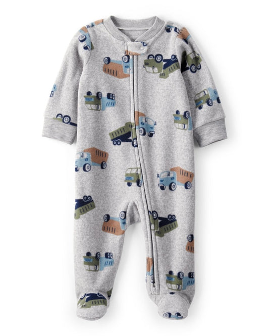 Pijama enterizo de polar gris con divertido estampado