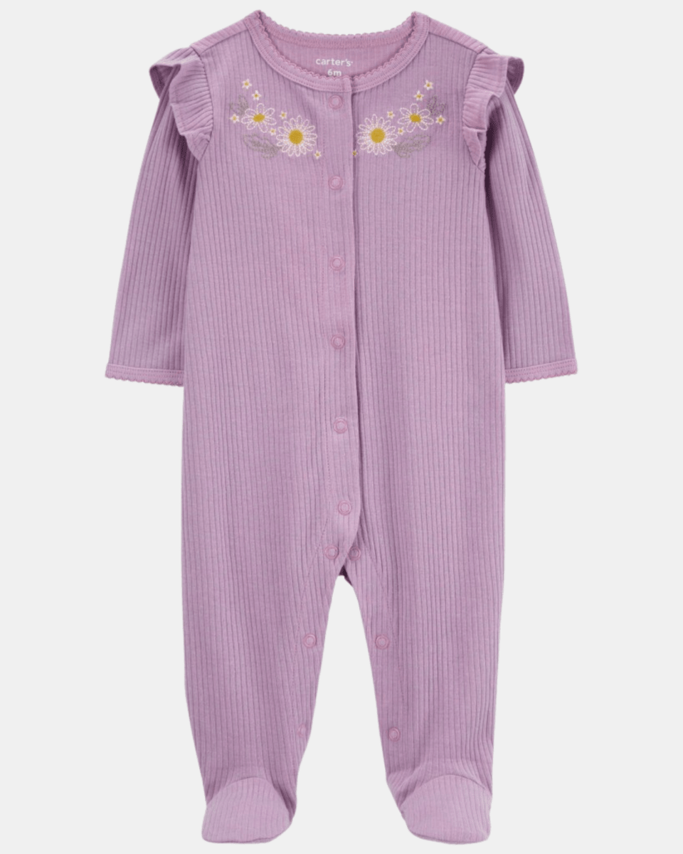 Pijama entero algodón canalé diseño floral