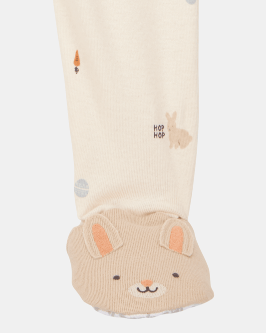 Pijama entero de algodón estampado de Pascua marfil