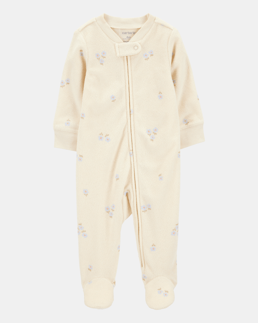 Pijama entero de rizo con cremallera y estampado floral