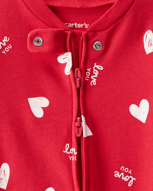 Pijama estampado corazones rojos