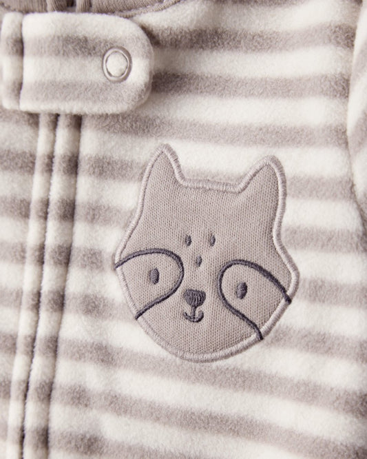 Pijama enterizo de polar beige a rayas