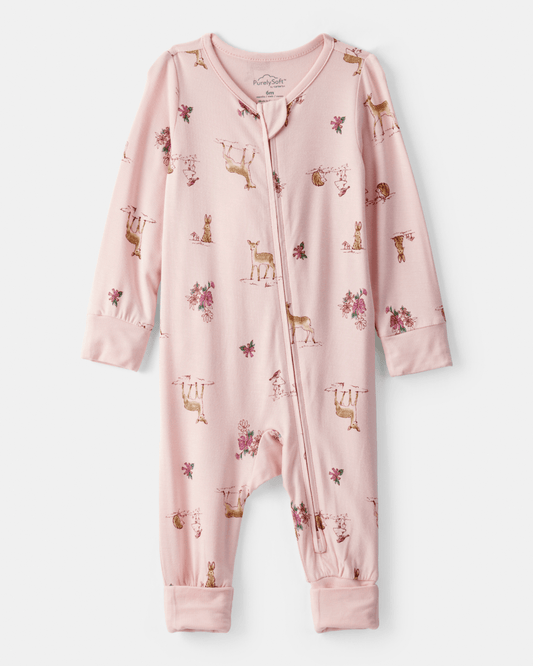 Pijama sostenible de algodón suave, diseño ciervos rosas