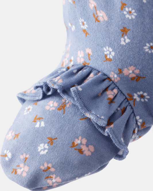 Pijama una pieza de algodón, con pie, diseño floral