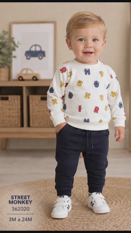 Conjunto bebé niño crudo y marino Street Monkey 622164020 | 3-24 meses