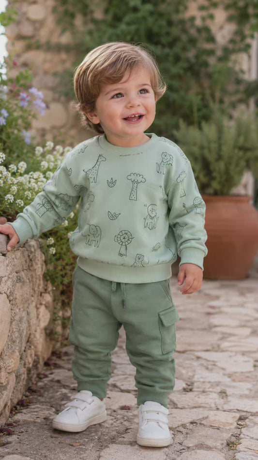 Conjunto bebé niño verde selva Street Monkey 622164014 | 3-24 meses