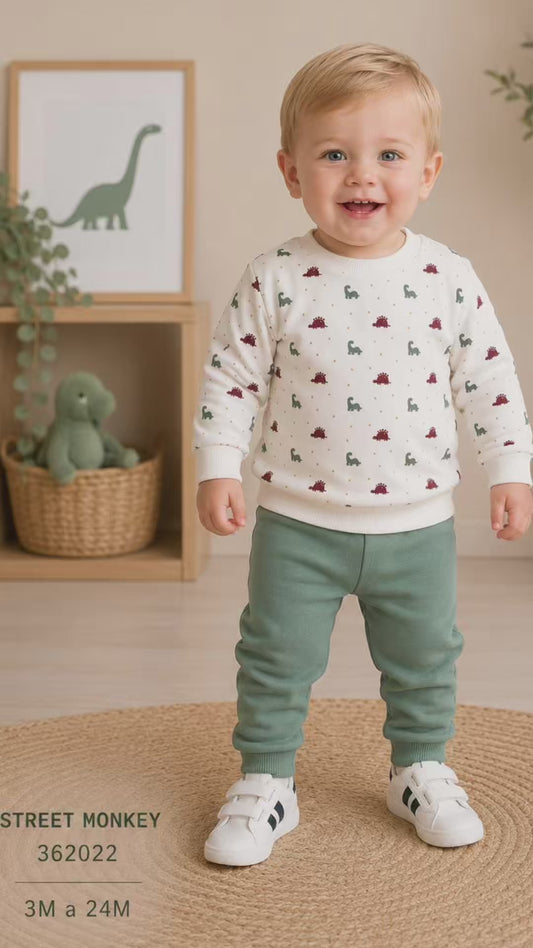 Conjunto bebé niño dinosaurios Street Monkey 622162022 | 3-24 meses