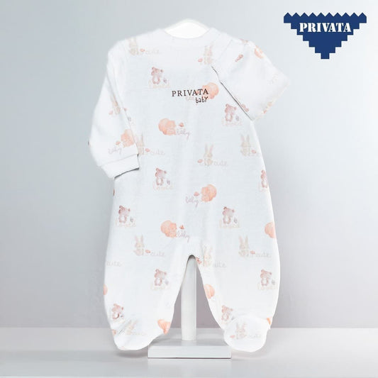 Pelele bebé estampado manga larga Privata animalitos del bosque PV25012