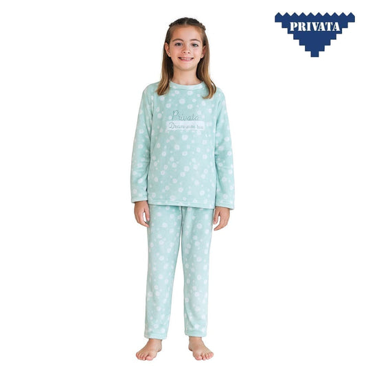 Pijama niña manga larga coralina PRIVATA PV25251 verde