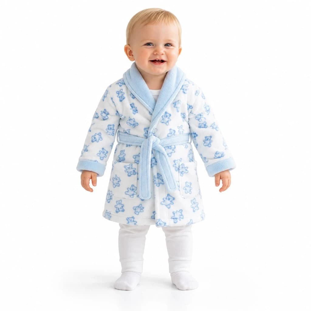Peignoir bébé en polaire corail KINANIT avec imprimé cœur 8309