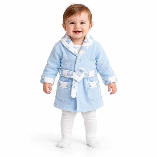 Peignoir bébé en polaire corail KINANIT avec imprimé cœur 8309