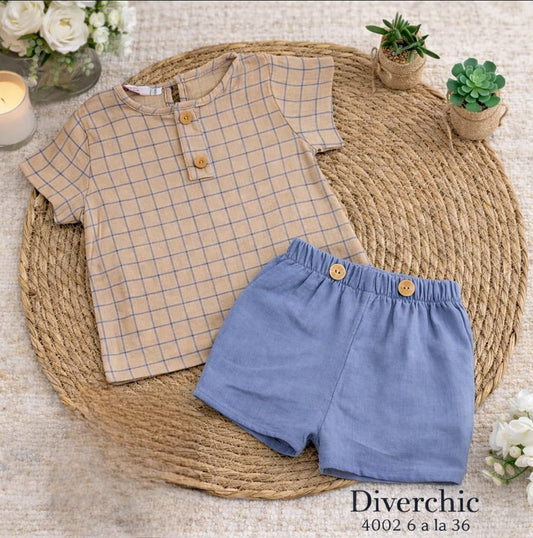 Conjunto bebé niño cuadros verano – Diverchic 622004002