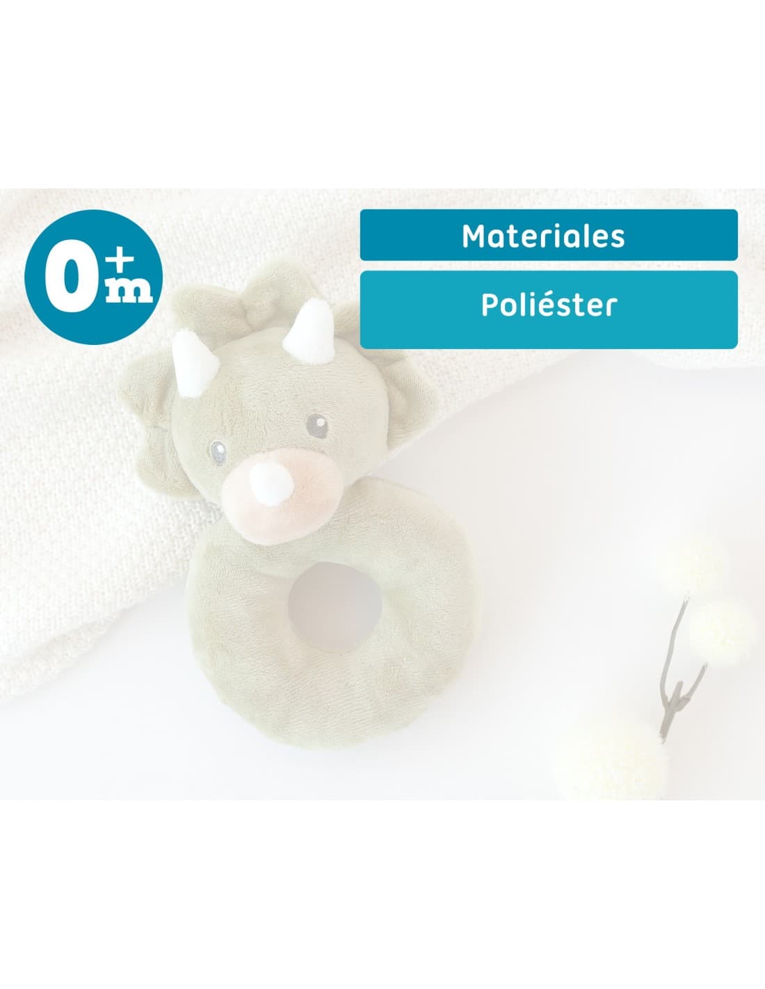 Sonajero Dinosaurio Aro KioKids 521105334 Fácil de agarrar, suave y estimulante desde el primer día