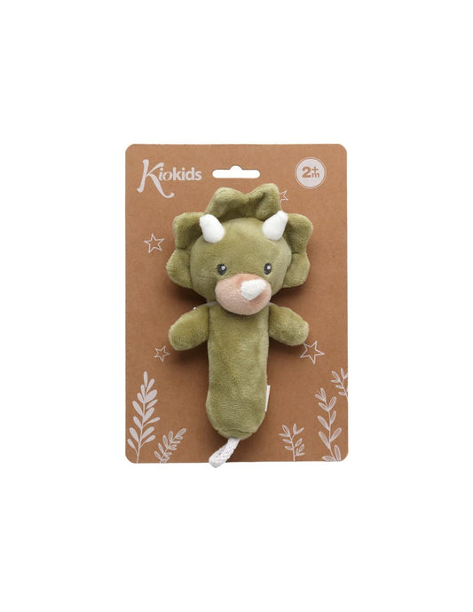 Sonajero Dinosaurio 18 cm KioKids 521105339 Suave, ligero y perfecto para estimular jugando