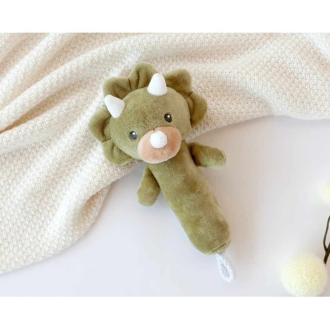 Sonajero Dinosaurio 18 cm KioKids 521105339 Suave, ligero y perfecto para estimular jugando