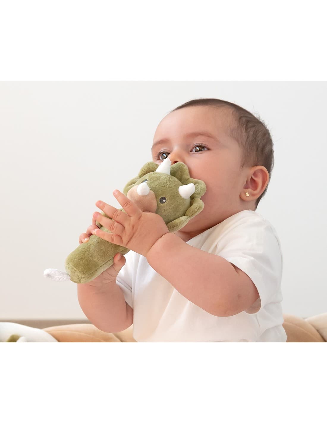 Sonajero Dinosaurio 18 cm KioKids 521105339 Suave, ligero y perfecto para estimular jugando