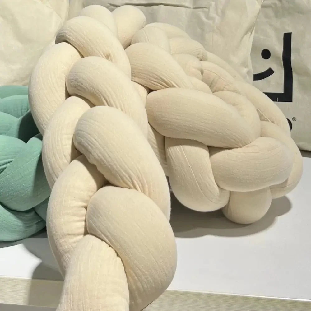 Trenza Protector de Cuna 180cm BEIGE Muselina