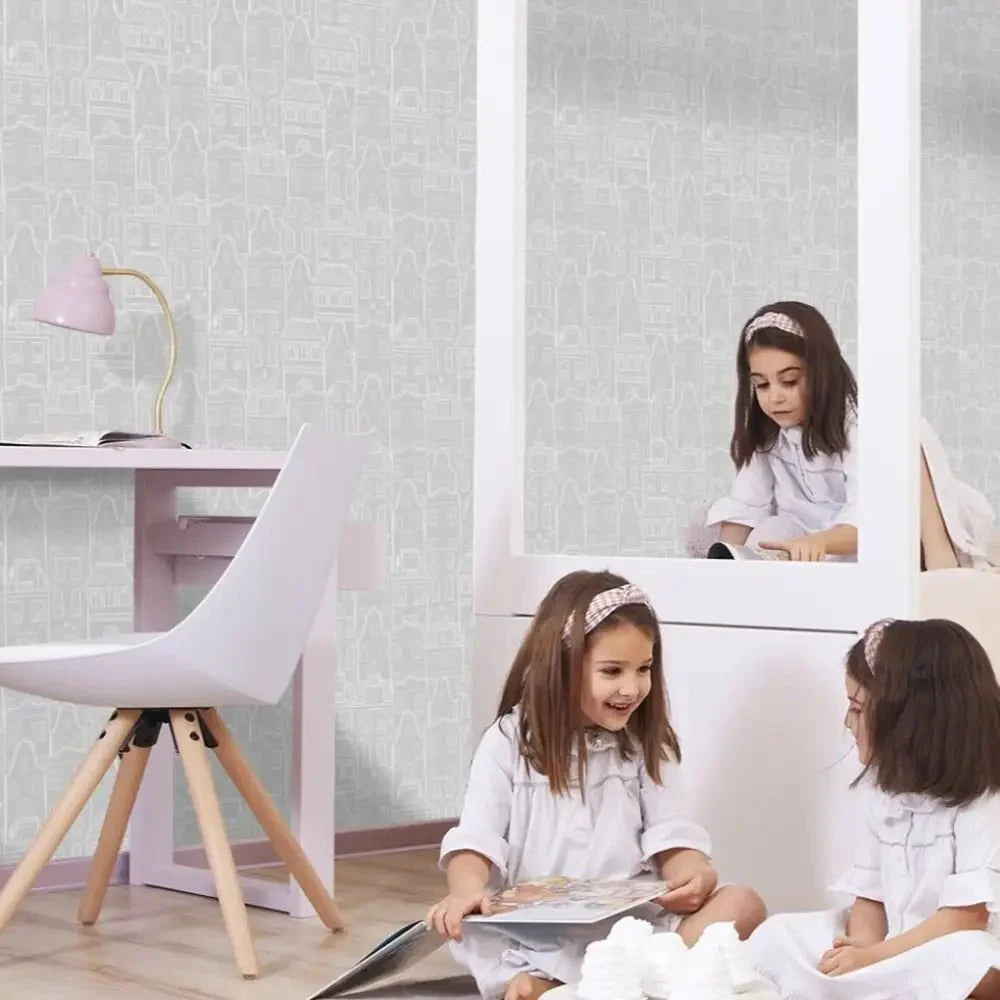 Papel Pintado CASAS SDC-LH-002 BLANCO / GRIS