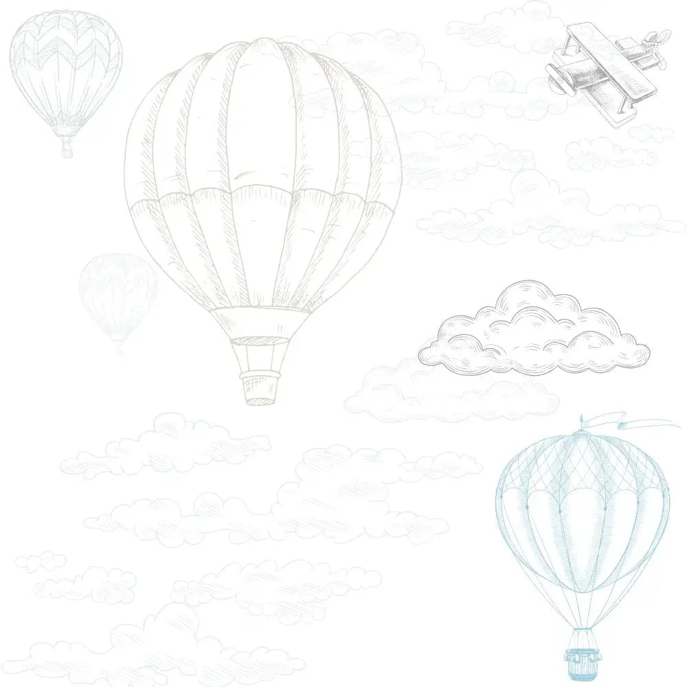Papel Pintado Globos en el aire - Azul y Beige