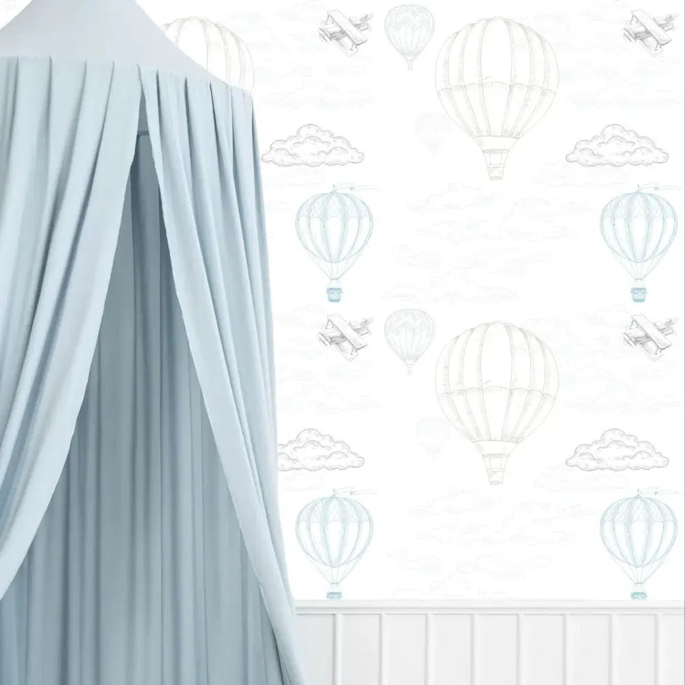 Papel Pintado Globos en el aire - Azul y Beige