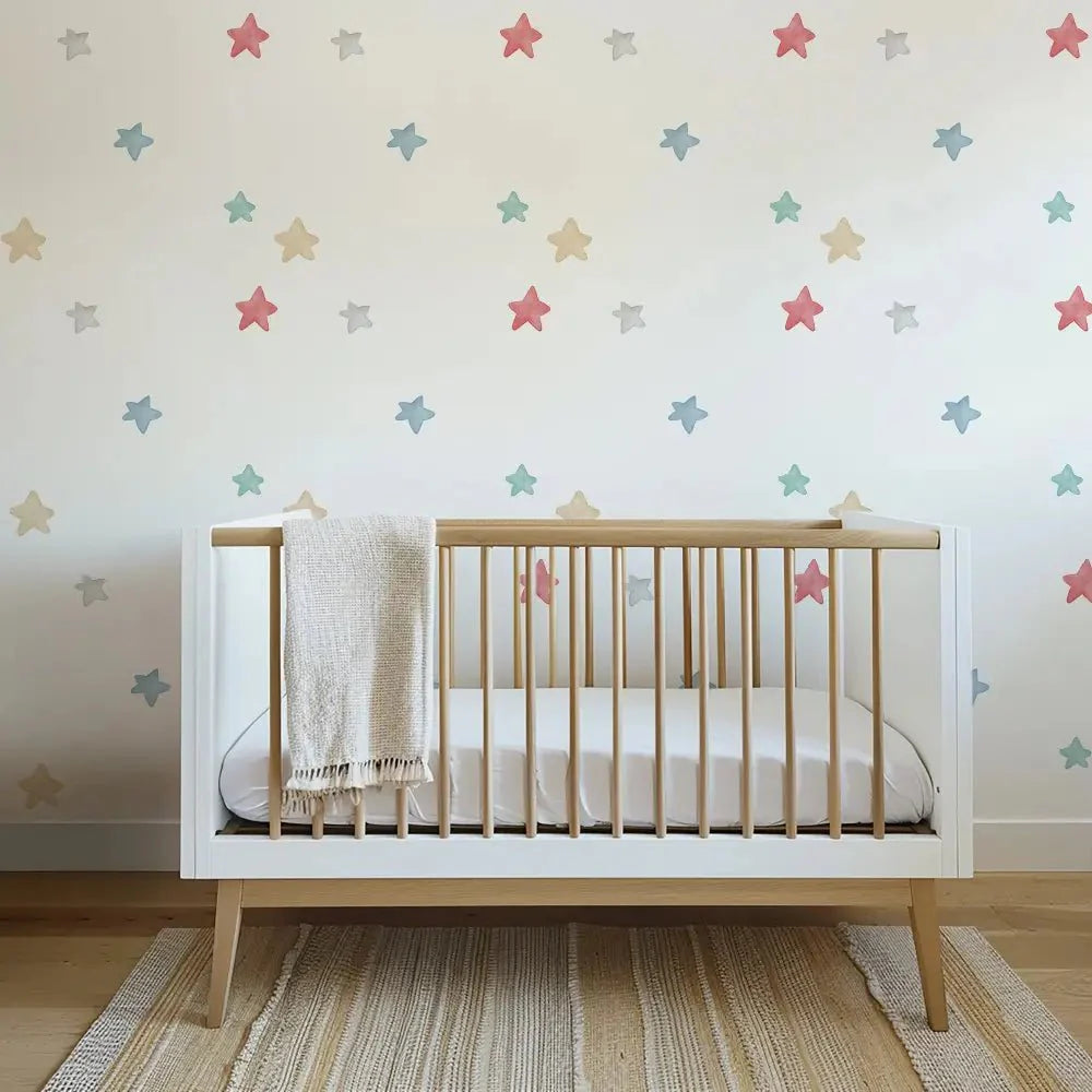 Papel Pintado Infantil Estrellas en acuarela Multicolor