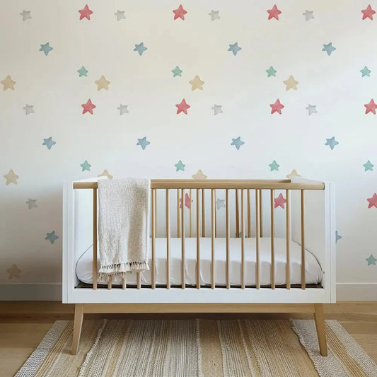 Papel Pintado Infantil Estrellas en acuarela Multicolor