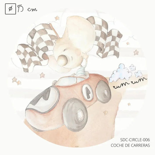 Vinilo Circle Ø95cm "COCHE DE CARRERAS"