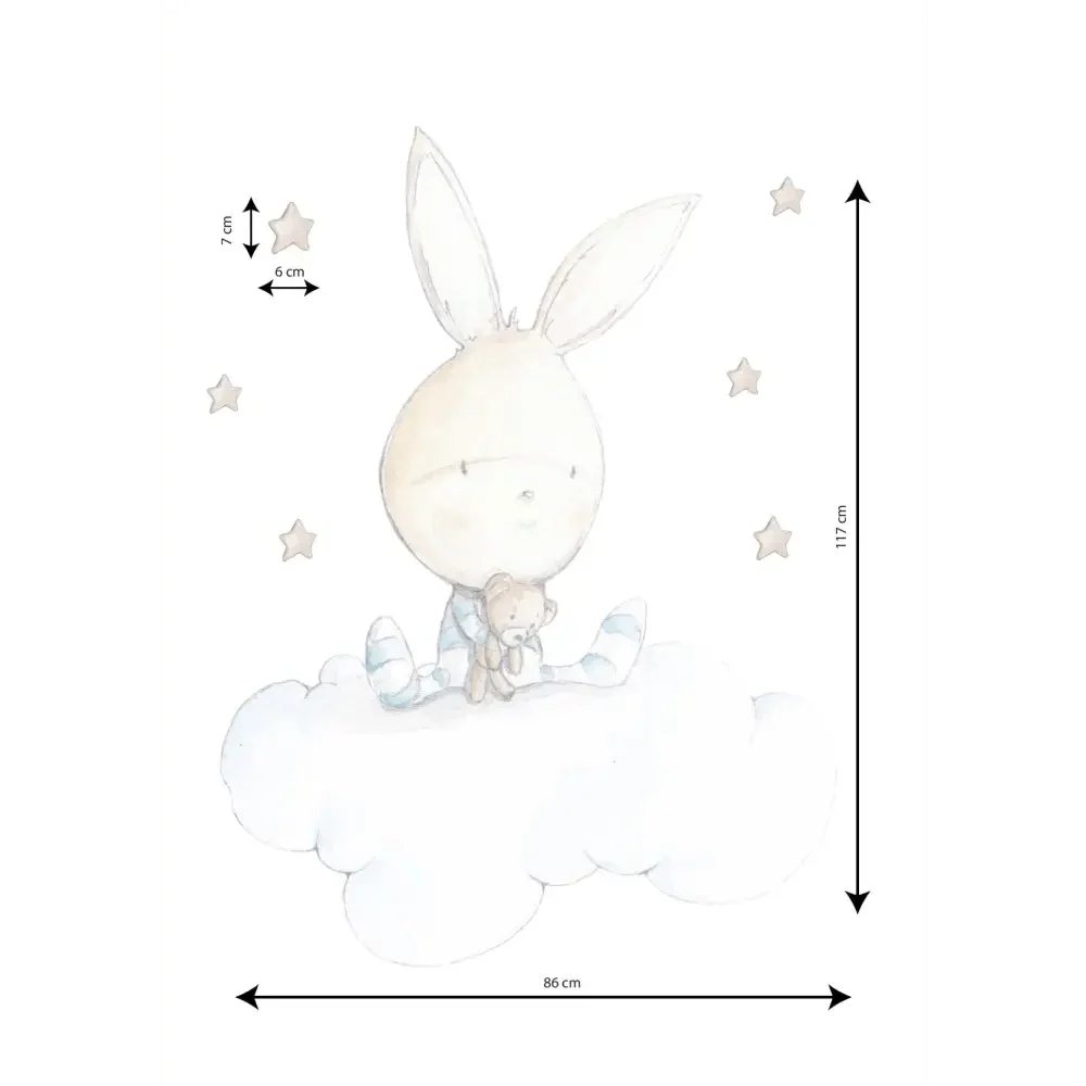 Vinilo de Tela Infantil - Conejo Sueños - BLUE DREAMS